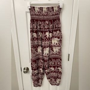 Maroon flowy elephant pants